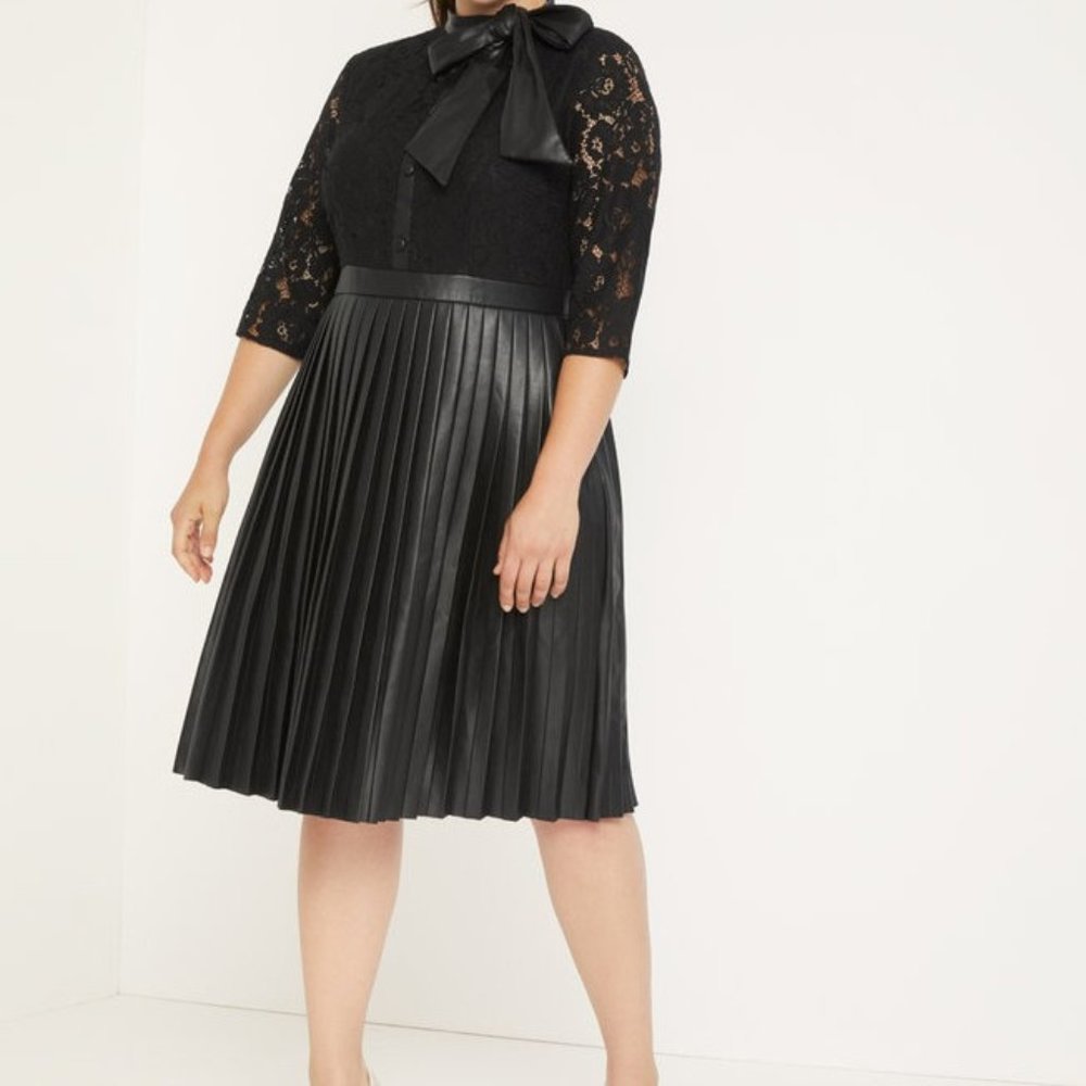 Eloquii Faux Leather and Lace Dress